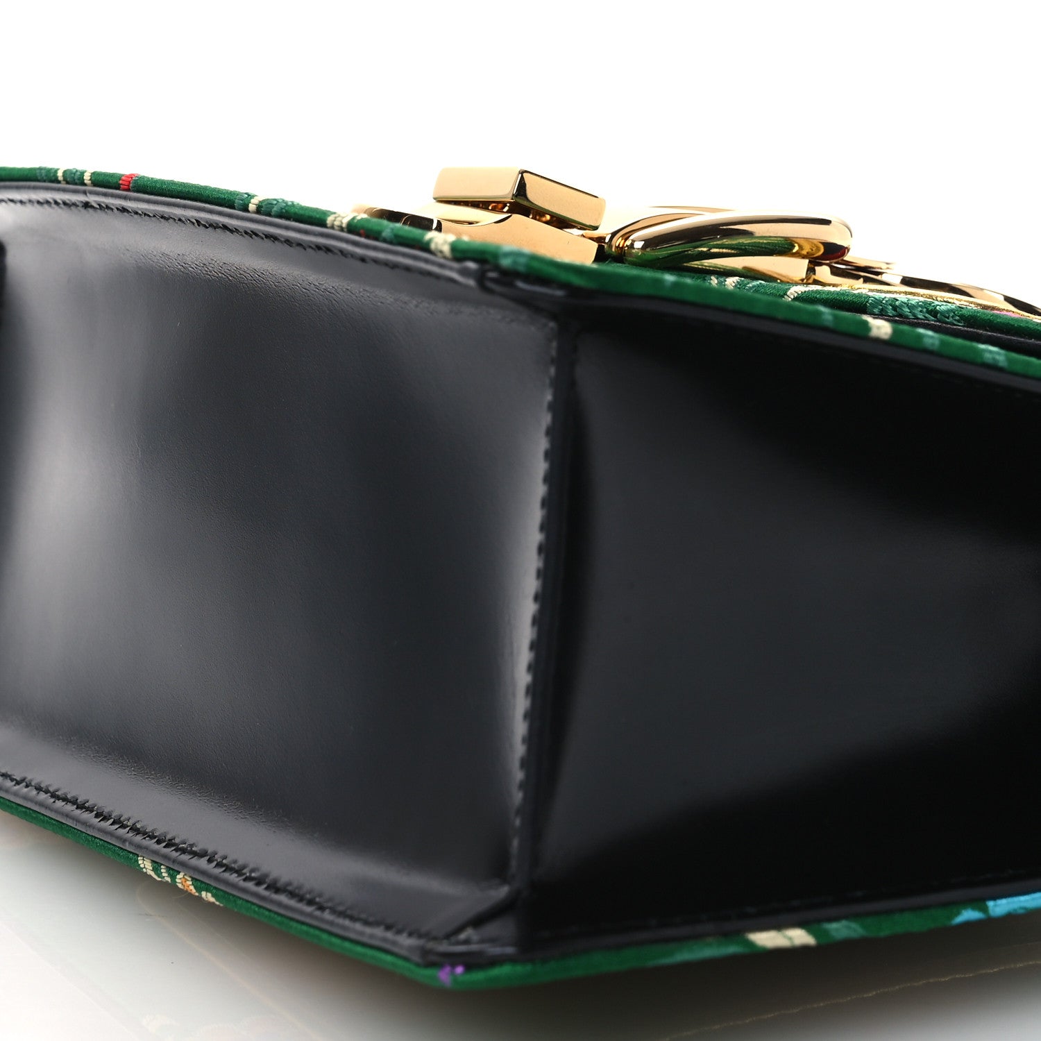 Gucci Jacquard Floral Mini Sylvie Top Handle Bag Green Multicolor Black 10 of 12