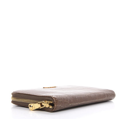 Miu Miu Vernice Crocodile Embossed Calfskin Zip Around Wallet Tobacco 4 of 9