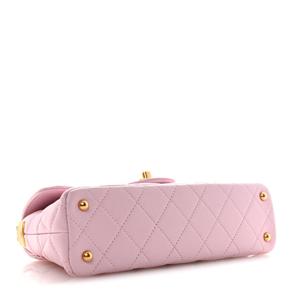 Chanel Lambskin Quilted Mini Flap Top Handle Bag Light Pink 4 of 11