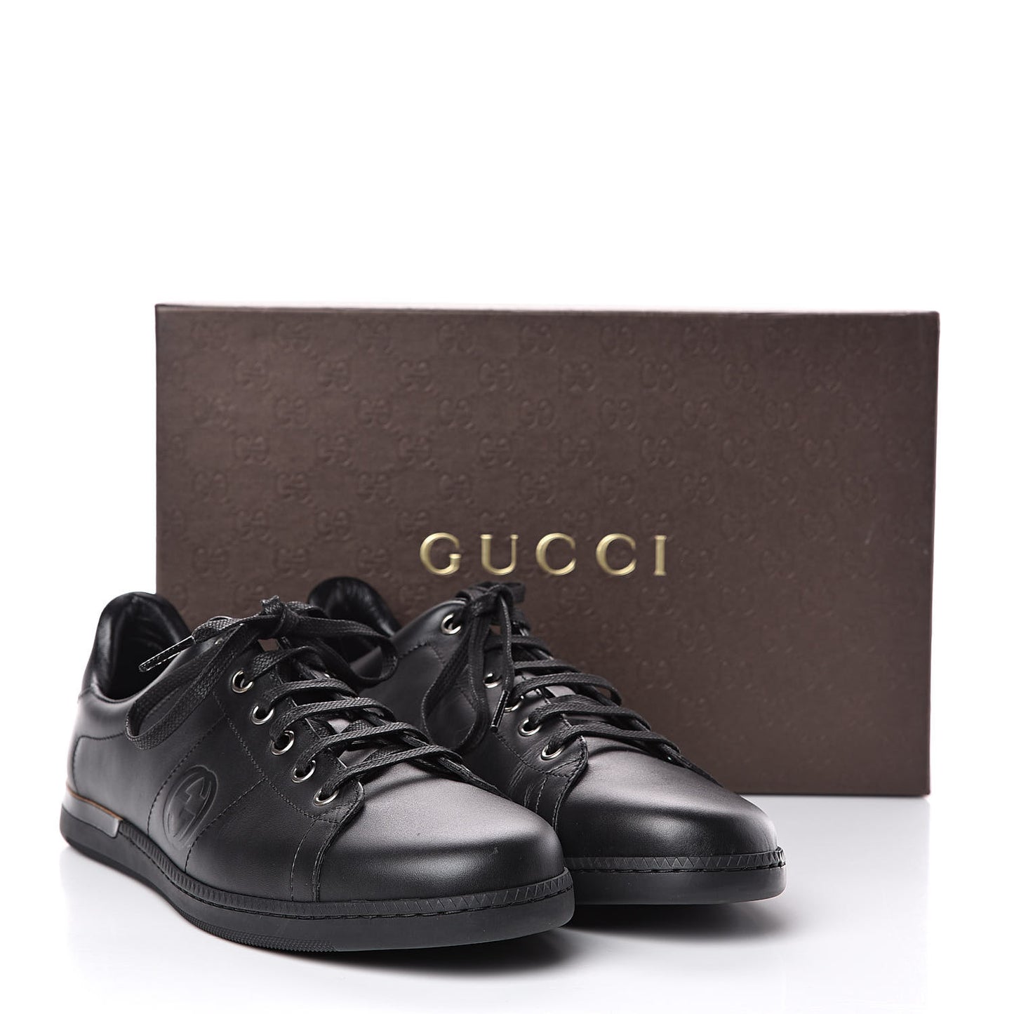 Calfskin Womens Interlocking G Sneakers 40 Black