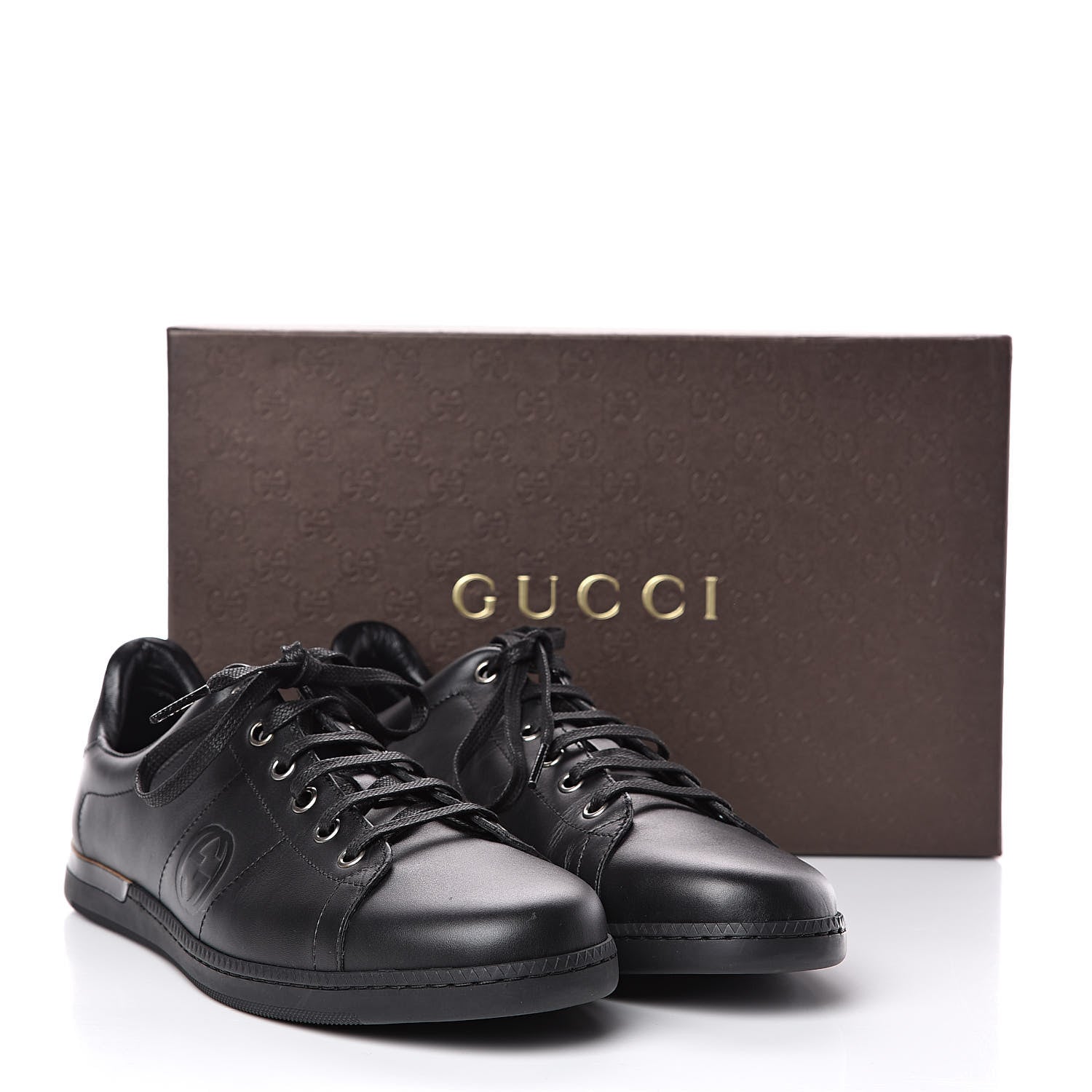 Gucci Calfskin Womens Interlocking G Sneakers 40 Black 8 of 8