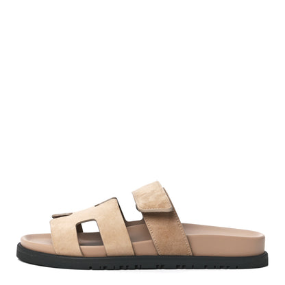 Hermes Suede Goatskin Womens Chypre Sandals 36 Beige Argile 1 of 9