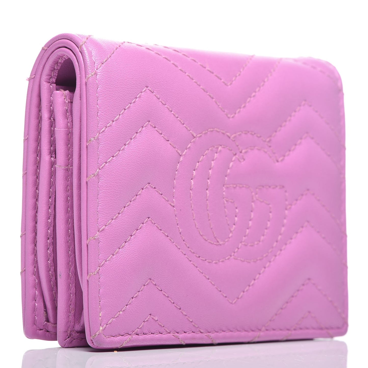 Calfskin Matelasse GG Marmont Card Case Candy Mousse