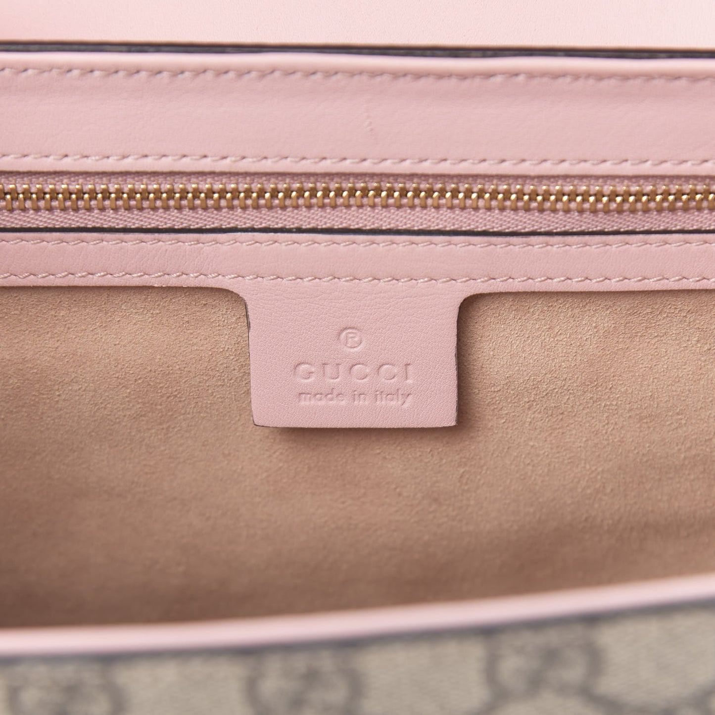 GG Supreme Monogram Calfskin Medium Padlock Shoulder Bag Beige Perfect Pink