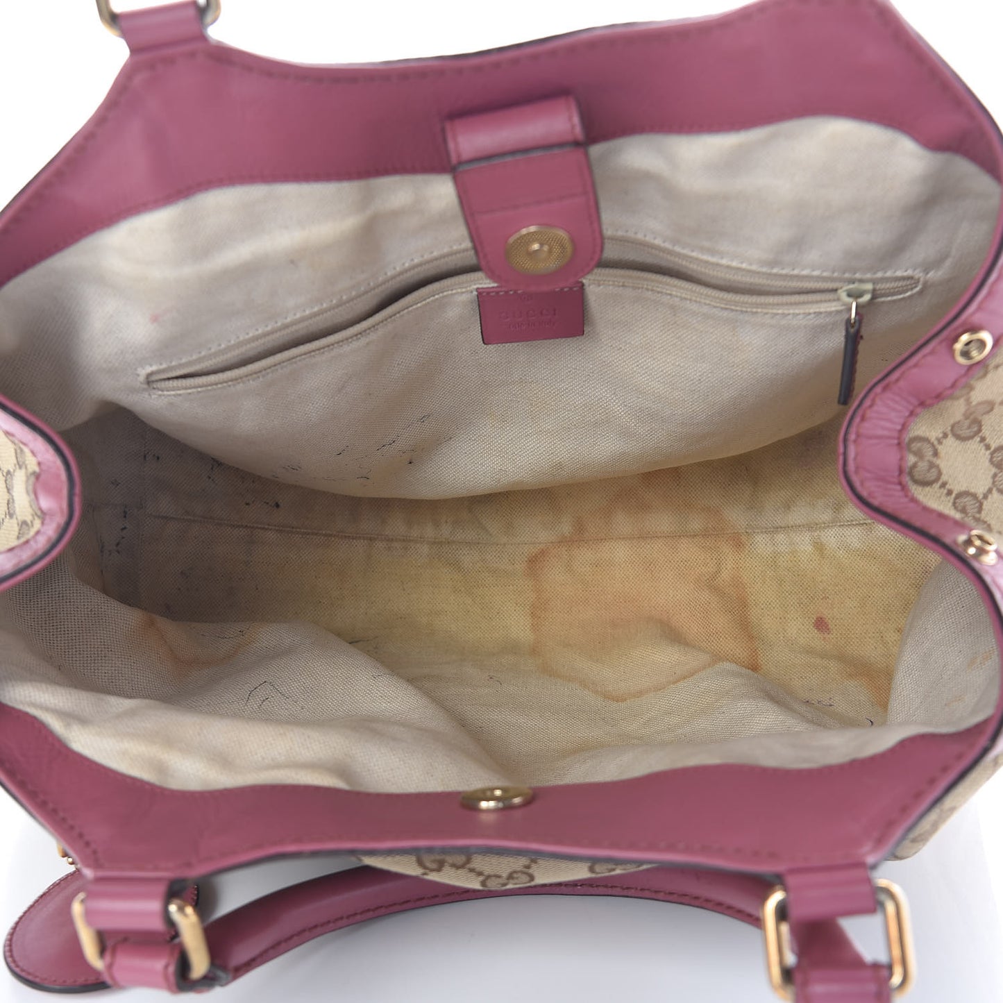 Monogram Margaux Calfskin Medium Sukey Tote Beige Ebony Vintage Rose