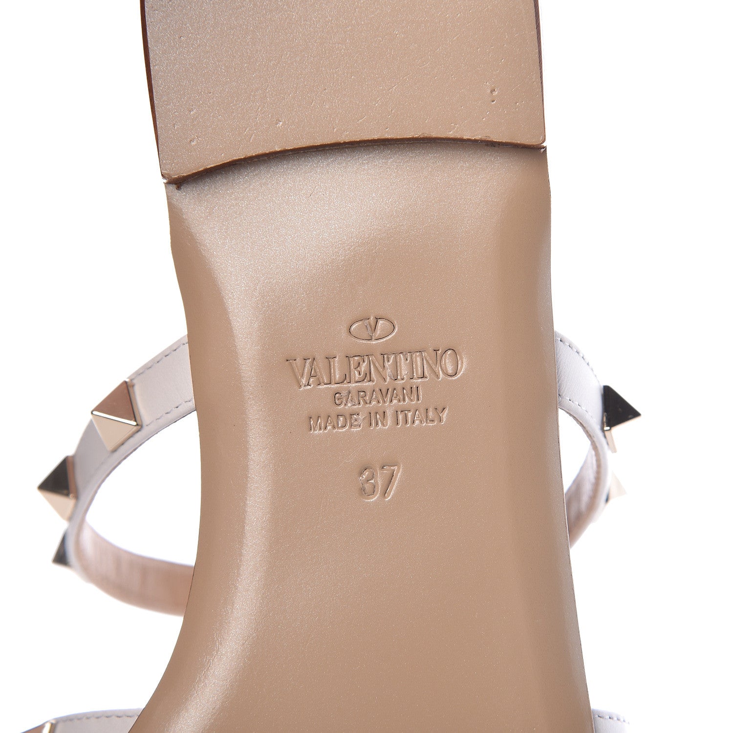 Valentino Garavani Nappa Rockstud Caged Flat Slide Sandals 37 Bianco Ottico 6 of 9