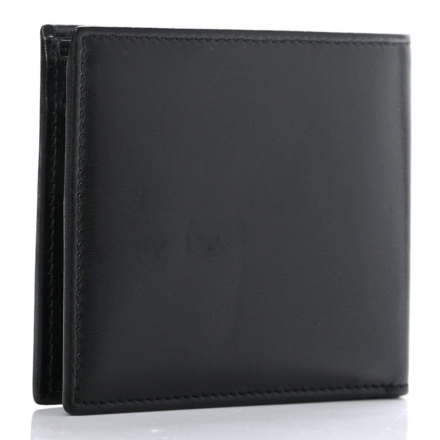 Calfskin Crest Bi-Fold Wallet Black