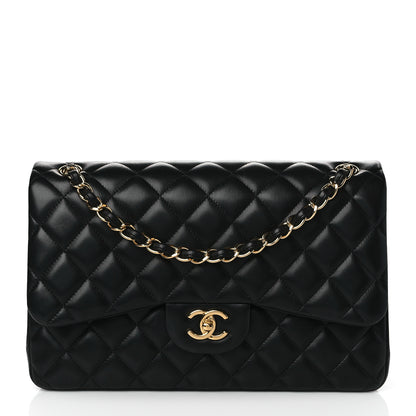 Chanel Lambskin Quilted Jumbo Double Flap Black 1 of 9