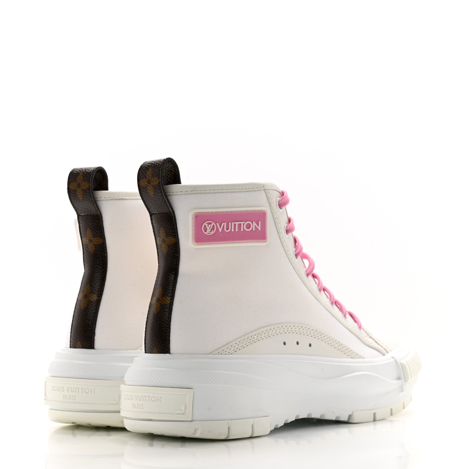 Louis Vuitton Canvas Monogram LV Squad Sneaker Boots 36.5 White Pink 4 of 11