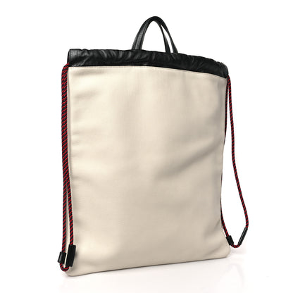 Gucci Calfskin Logo Drawstring Backpack Mystic White 3 of 9