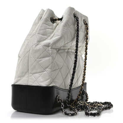 Chanel Aged Calfskin Quilted Gabrielle Backpack Black White 3 of 10