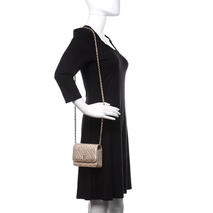 Chanel Metallic Lambskin Quilted Mini Wallet On Chain WOC Gold 2 of 11