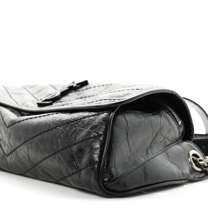Saint Laurent Crinkled Calfskin Matelasse Monogram Niki Body Bag Black 9 of 9