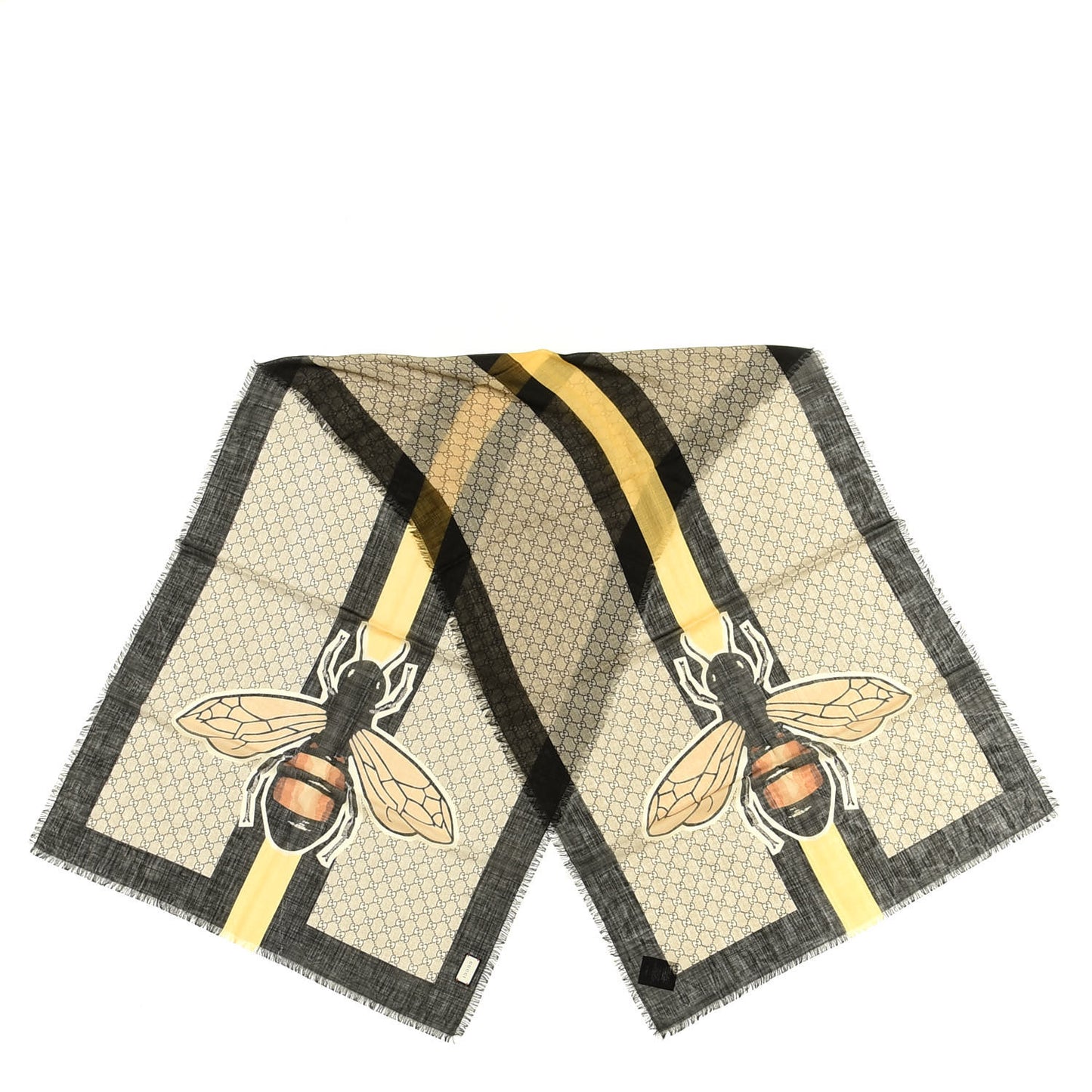 Wool GG Supreme Monogram Web Bee Scarf Beige