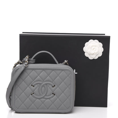 Chanel Caviar Quilted Medium CC Filigree Vanity Case Grey 9 of 9