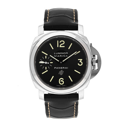Panerai Stainless Steel Alligator 44mm Luminor Marina Manual Winding Watch Black PAM00463 1 of 5