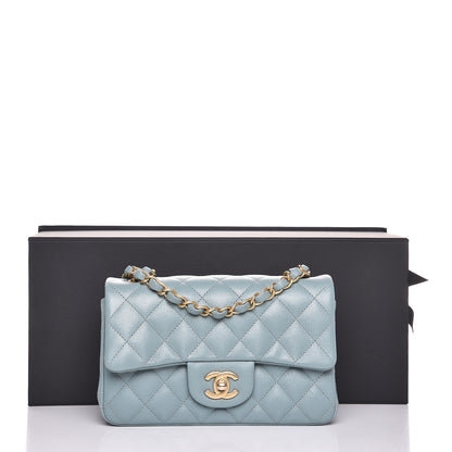 Chanel Iridescent Caviar Quilted Mini Rectangular Flap Light Blue 8 of 8
