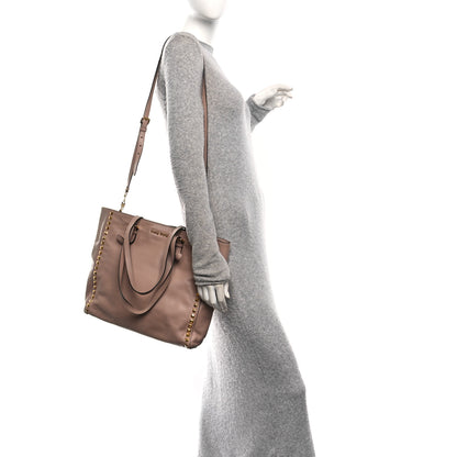 Miu Miu Soft Calf Studded Shopping Tote Cammeo 2 of 12