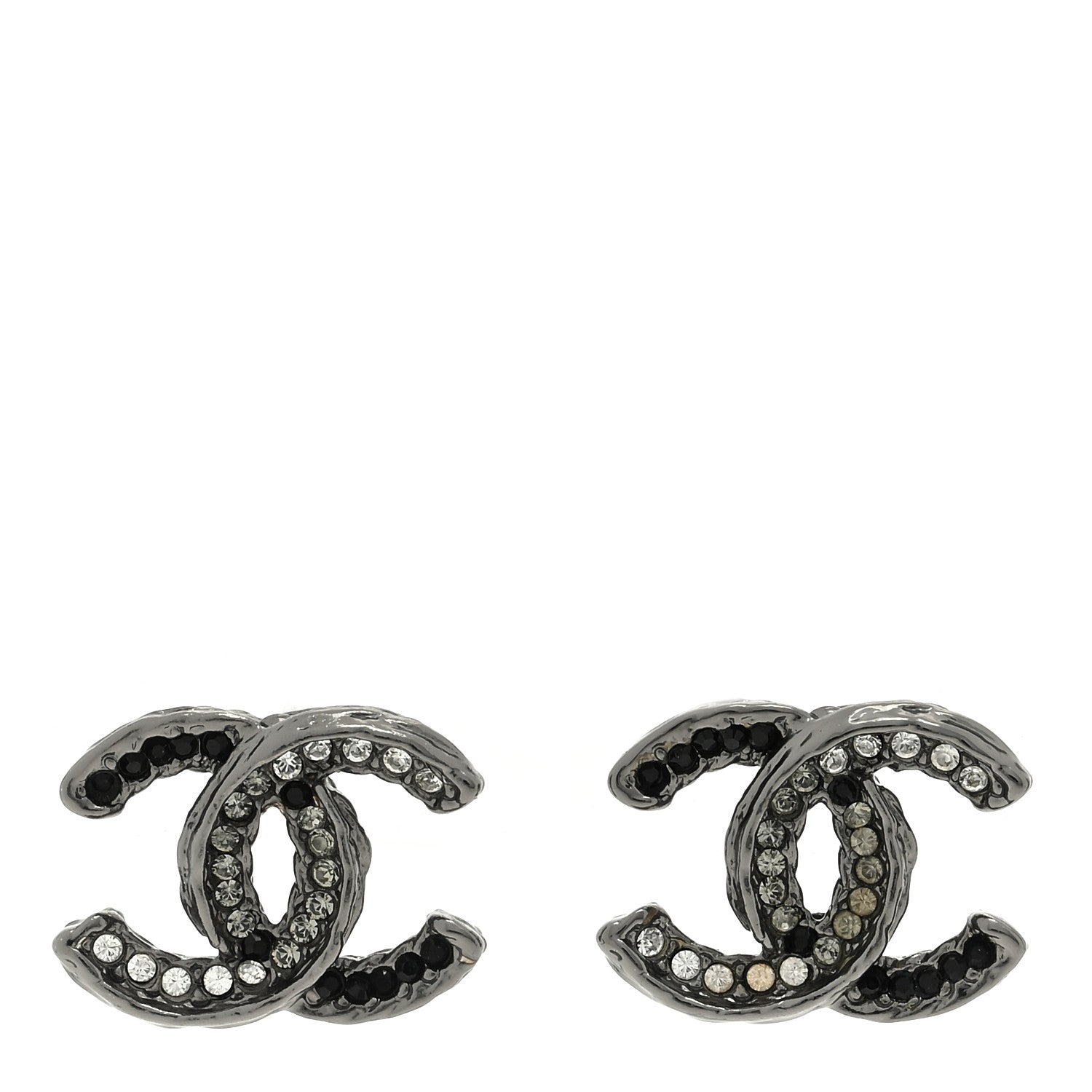 Chanel Ruthenium Crystal CC Earrings Black 1 of 4