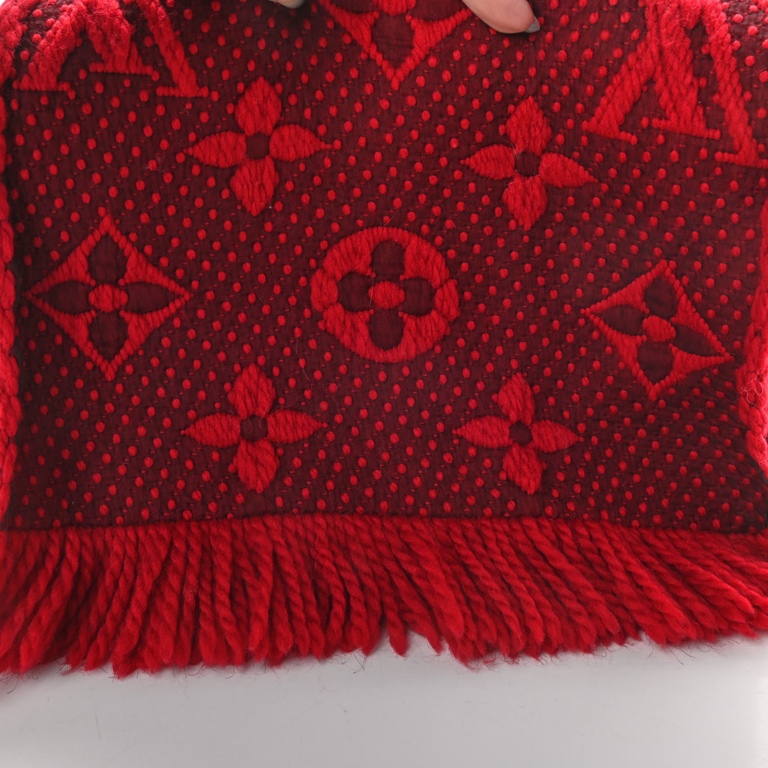 Louis Vuitton Wool Silk Logomania Scarf Rubis 3 of 3