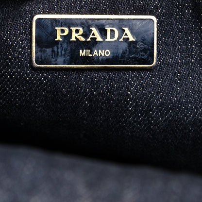 Prada Denim Small Logo Tote Black 7 of 17
