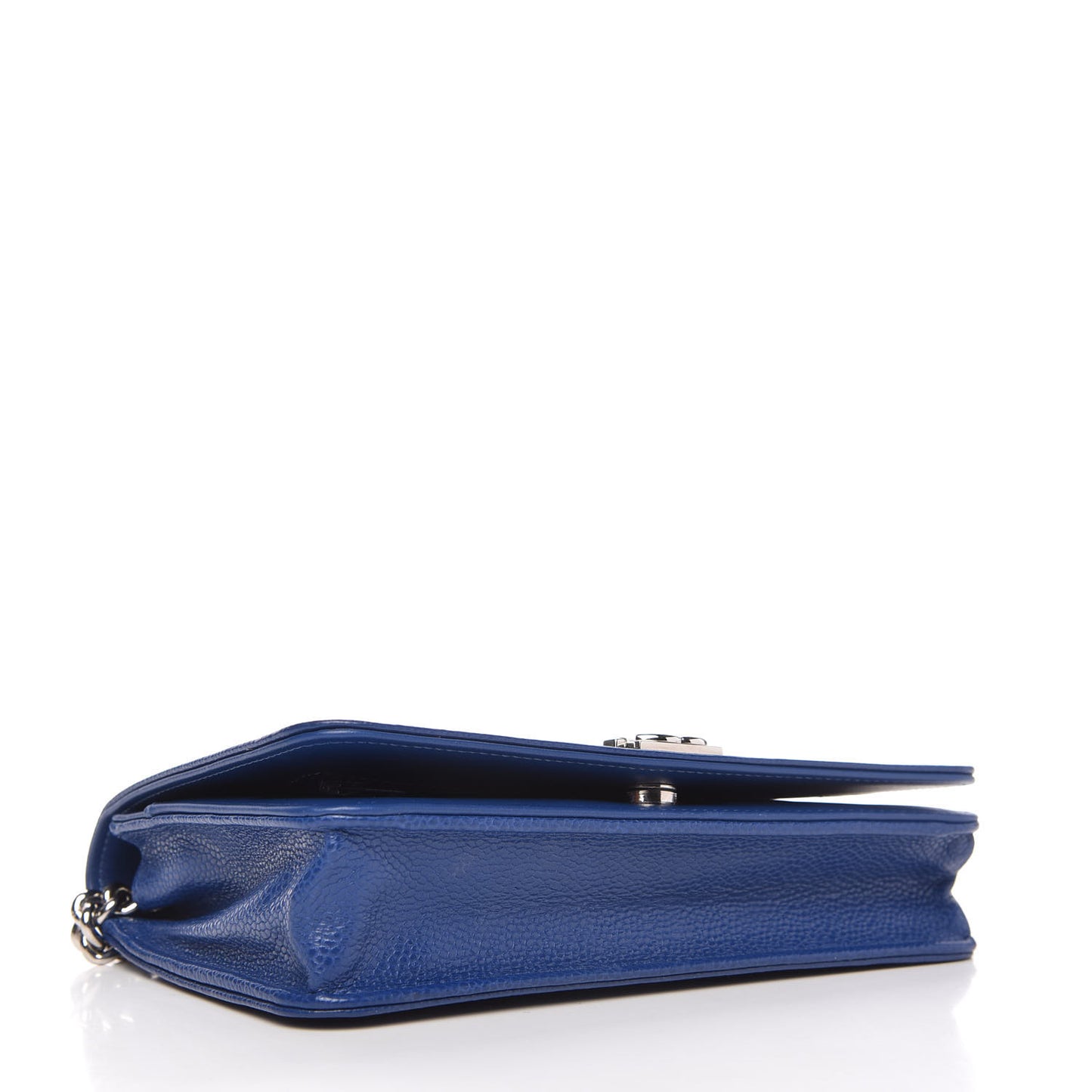 Caviar Chevron Quilted Boy Wallet On Chain WOC Blue
