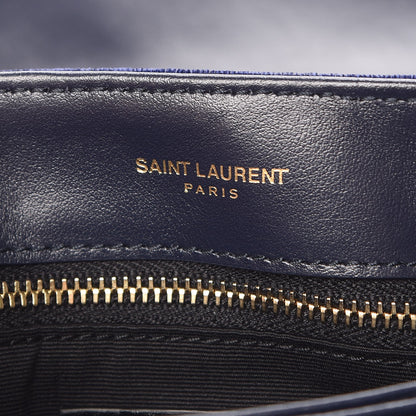 Saint Laurent Velvet Y Quilted Monogram Toy Loulou Crossbody Bag Navy 7 of 11
