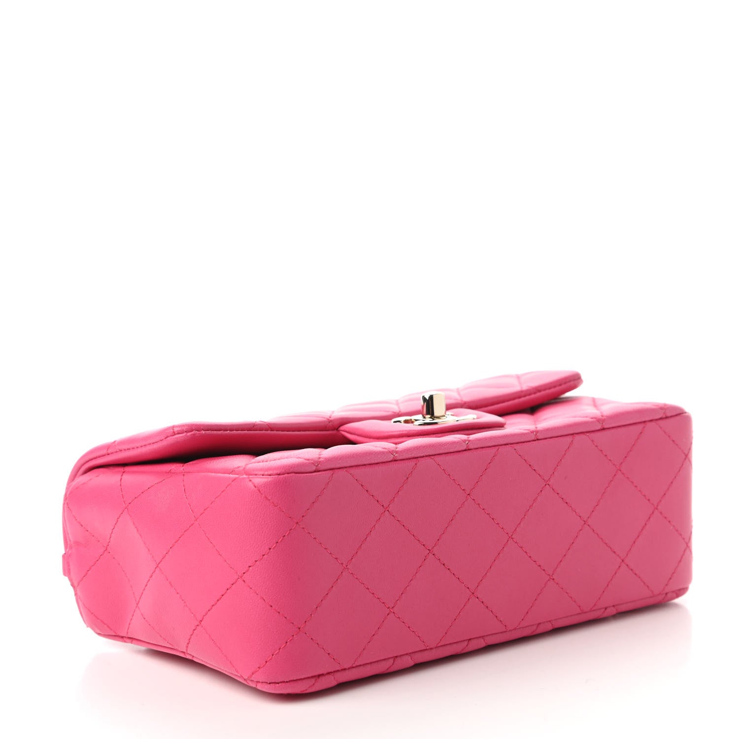 Chanel Lambskin Quilted Mini Rectangular Flap Dark Pink 4 of 11