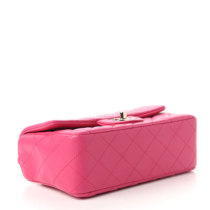 Chanel Lambskin Quilted Mini Rectangular Flap Dark Pink 4 of 11