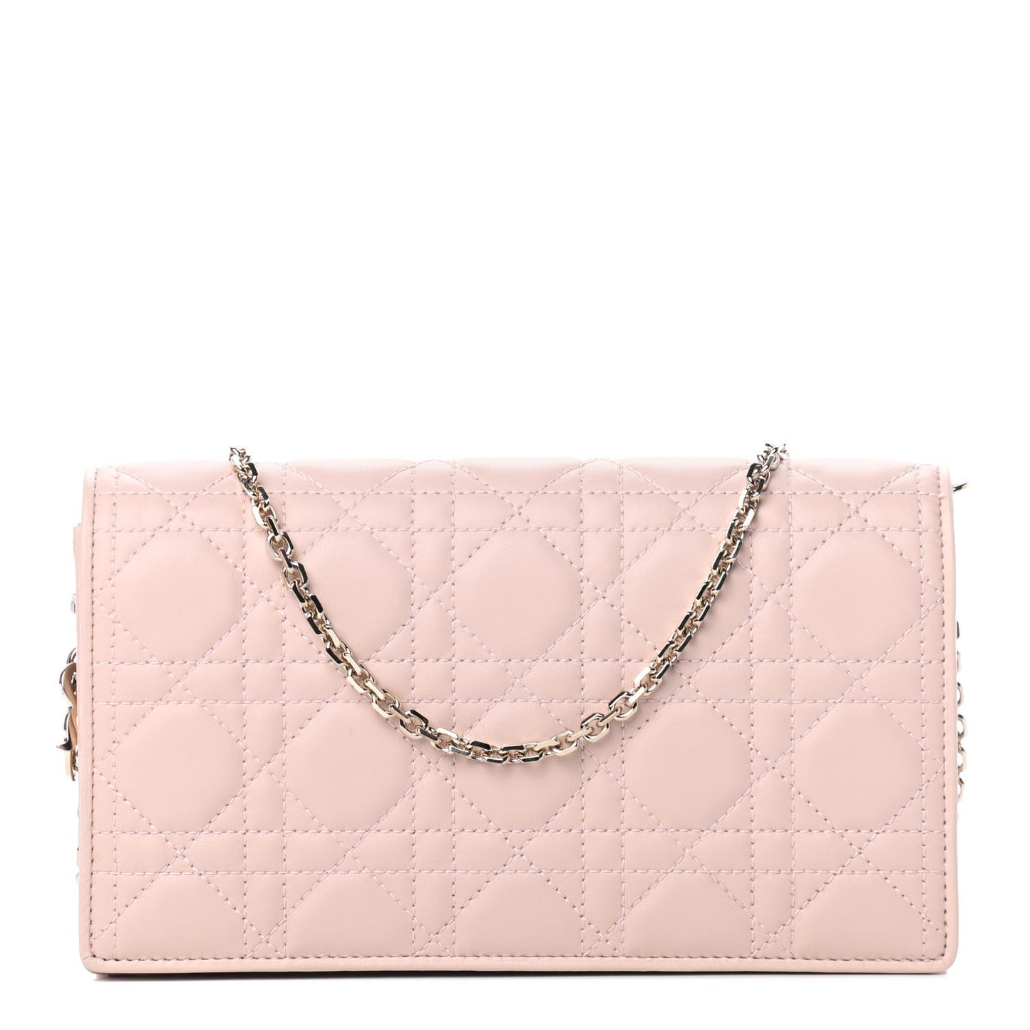 Lambskin Cannage Lady Dior Convertible Clutch Pink