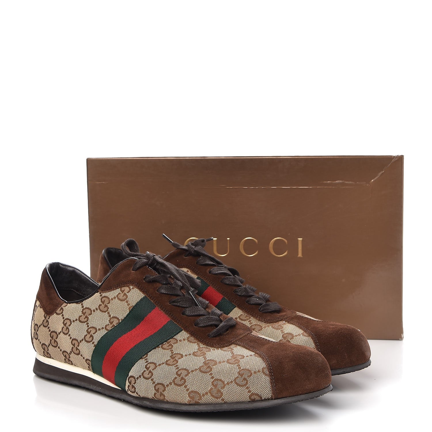 Gucci GG Monogram Suede Vintage Web Mens Sneakers 12.5 Dark Chestnut 14 of 14