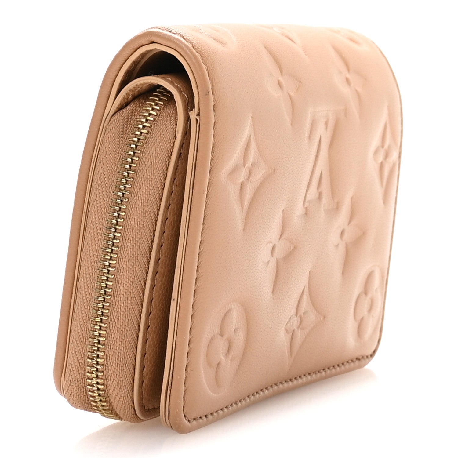 Louis Vuitton Lambskin Embossed Monogram Lou Coussin Wallet Camel 3 of 6