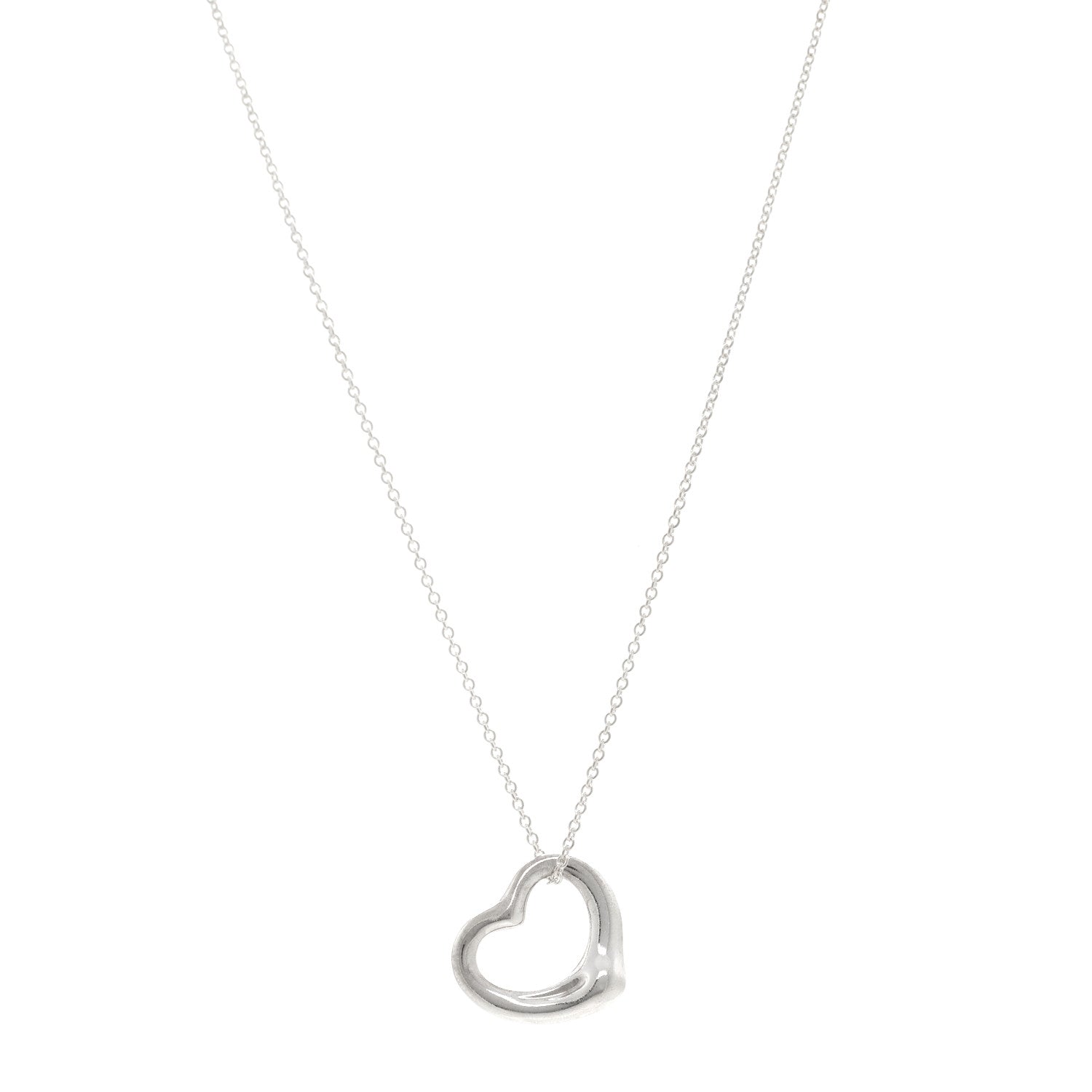 Tiffany Sterling Silver 22mm Elsa Peretti Open Heart Pendant Necklace 1 of 5