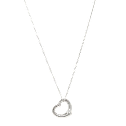 Tiffany Sterling Silver 22mm Elsa Peretti Open Heart Pendant Necklace 1 of 5