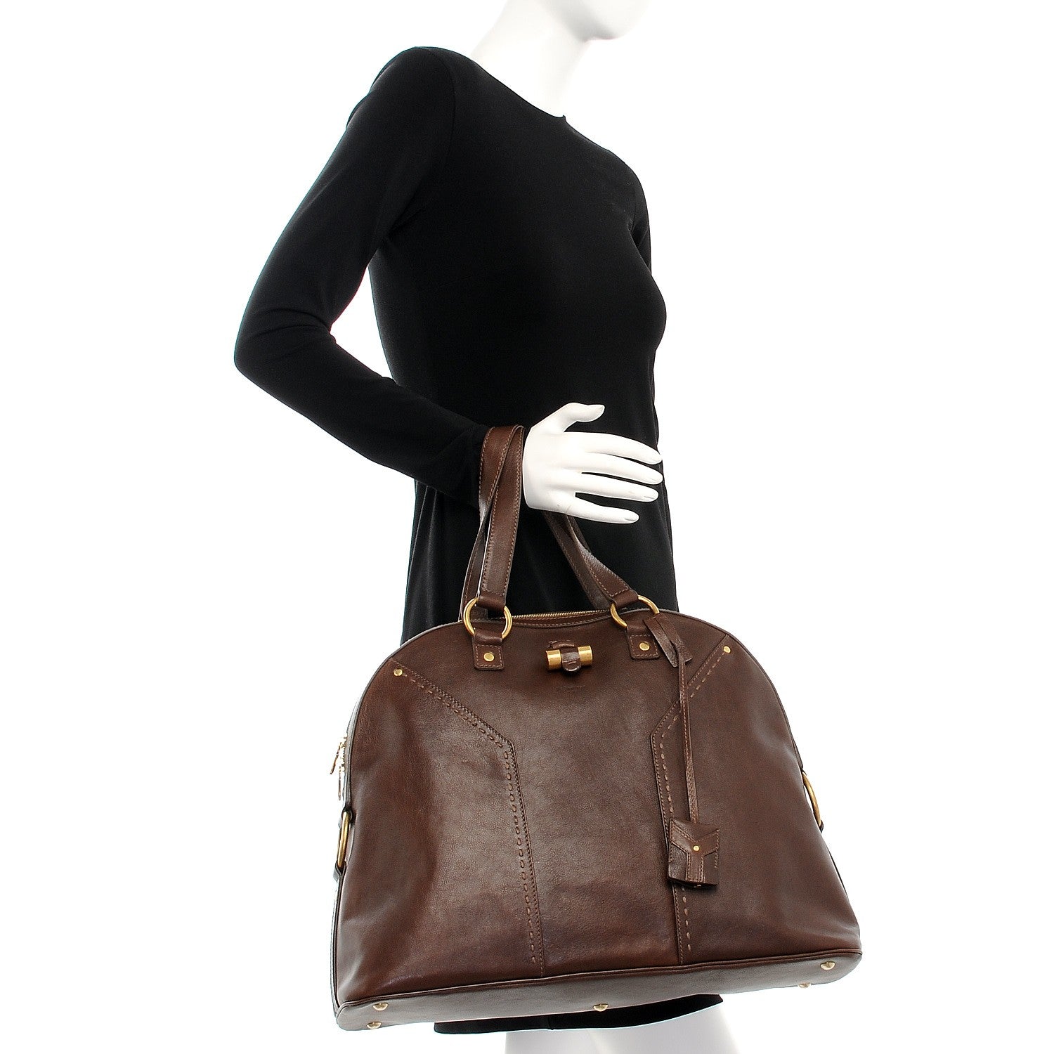 Saint Laurent Calfskin Oversized Muse Dark Brown 2 of 17