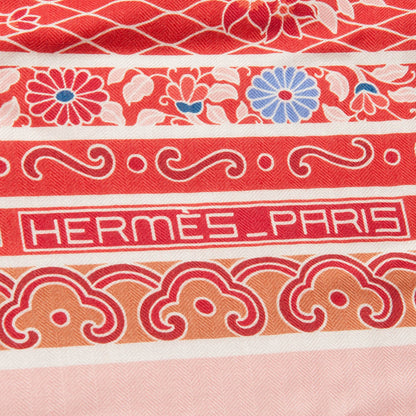 Hermes Cashmere Silk Collections Imperiales Shawl 140 Rosepale Corail Bleu 5 of 5