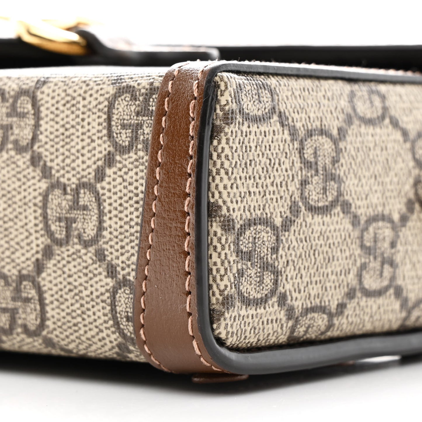 GG Supreme Monogram Mini Horsebit 1955 Shoulder Bag Beige Brown Sugar