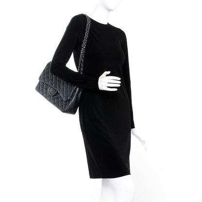 Chanel Metallic Caviar Quilted Jumbo Double Flap Dark Grey 3 of 8