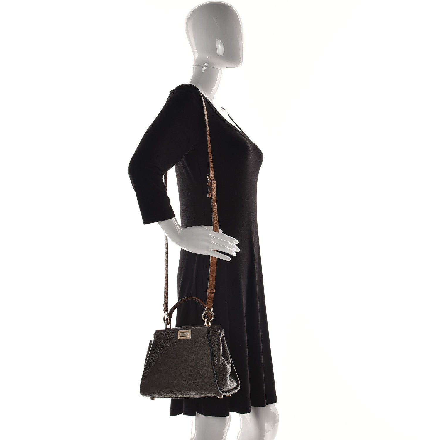 Fendi Cuoio Romano Selleria Mini Peekaboo Iconic Satchel Anemone 2 of 13