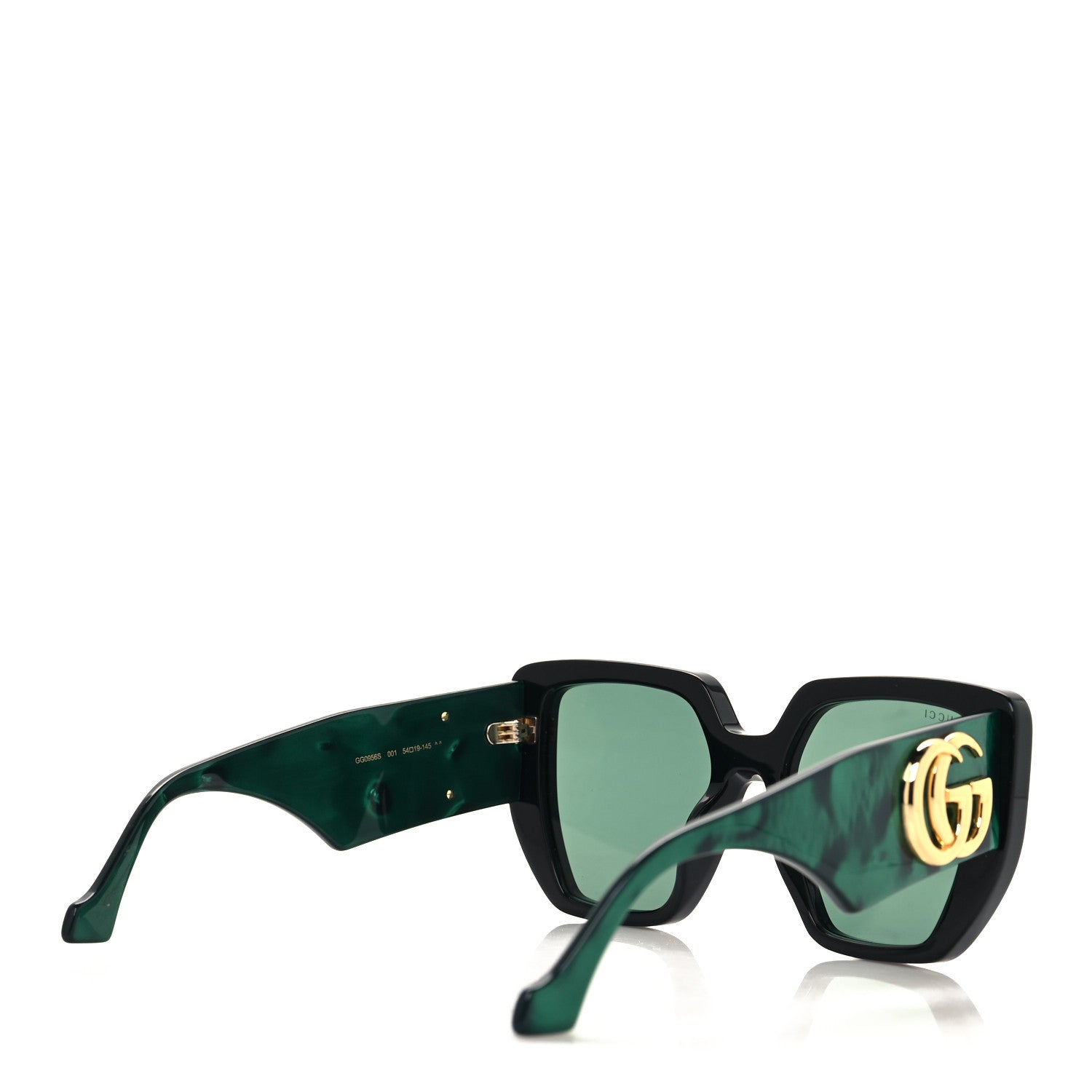 Gucci Acetate Square Frame Sunglasses GG0956S Green Black 4 of 8