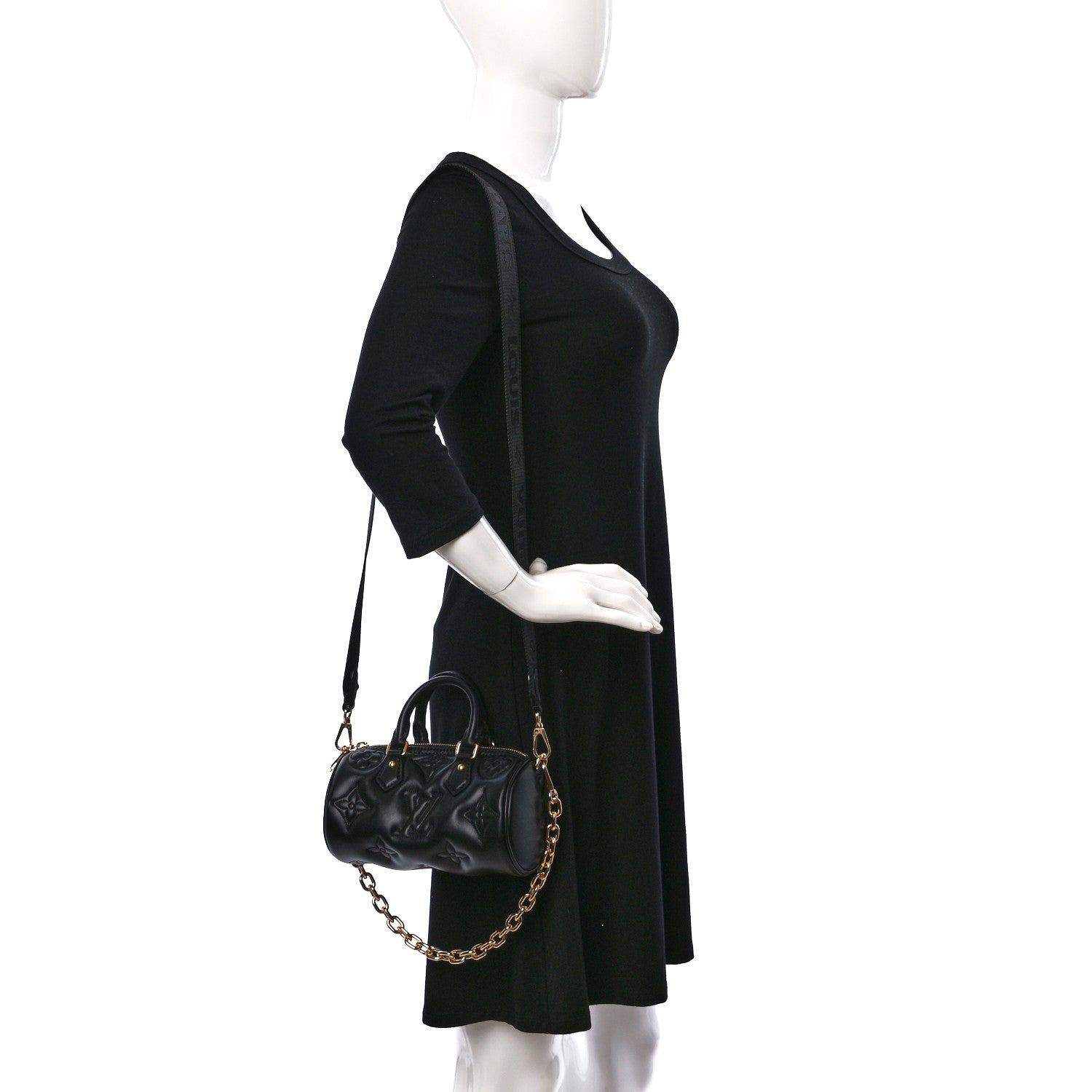 Louis Vuitton Calfskin Bubblegram Papillon BB Black 2 of 8