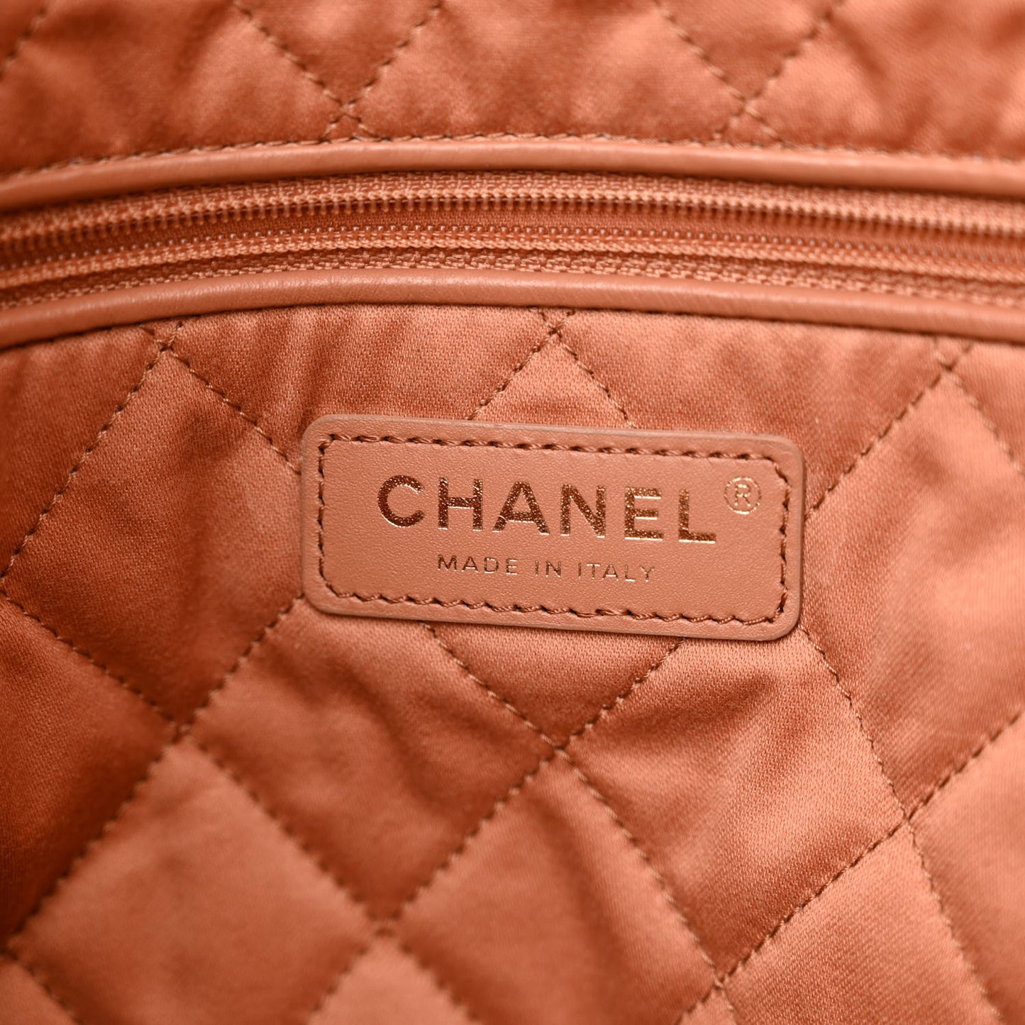 Shiny Calfskin Quilted Small Chanel 22 Camel