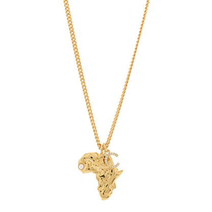 Chanel Crystal Pearl CC Africa Pendant Necklace Gold White 4 of 7