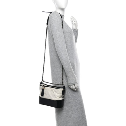 Chanel Aged Calfskin Quilted Small Gabrielle Hobo Black White 2 of 12