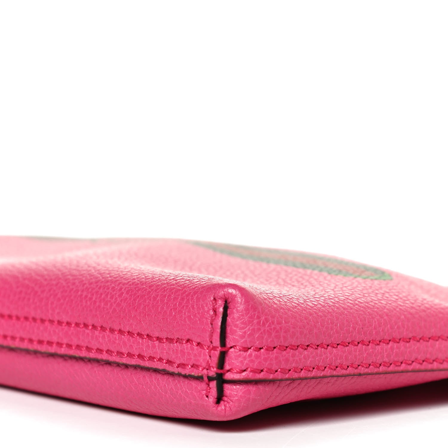 Gucci Pebbled Calfskin Medium Logo Portfolio Clutch Box Pink Green 11 of 14