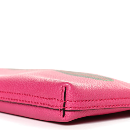 Gucci Pebbled Calfskin Medium Logo Portfolio Clutch Box Pink Green 11 of 14