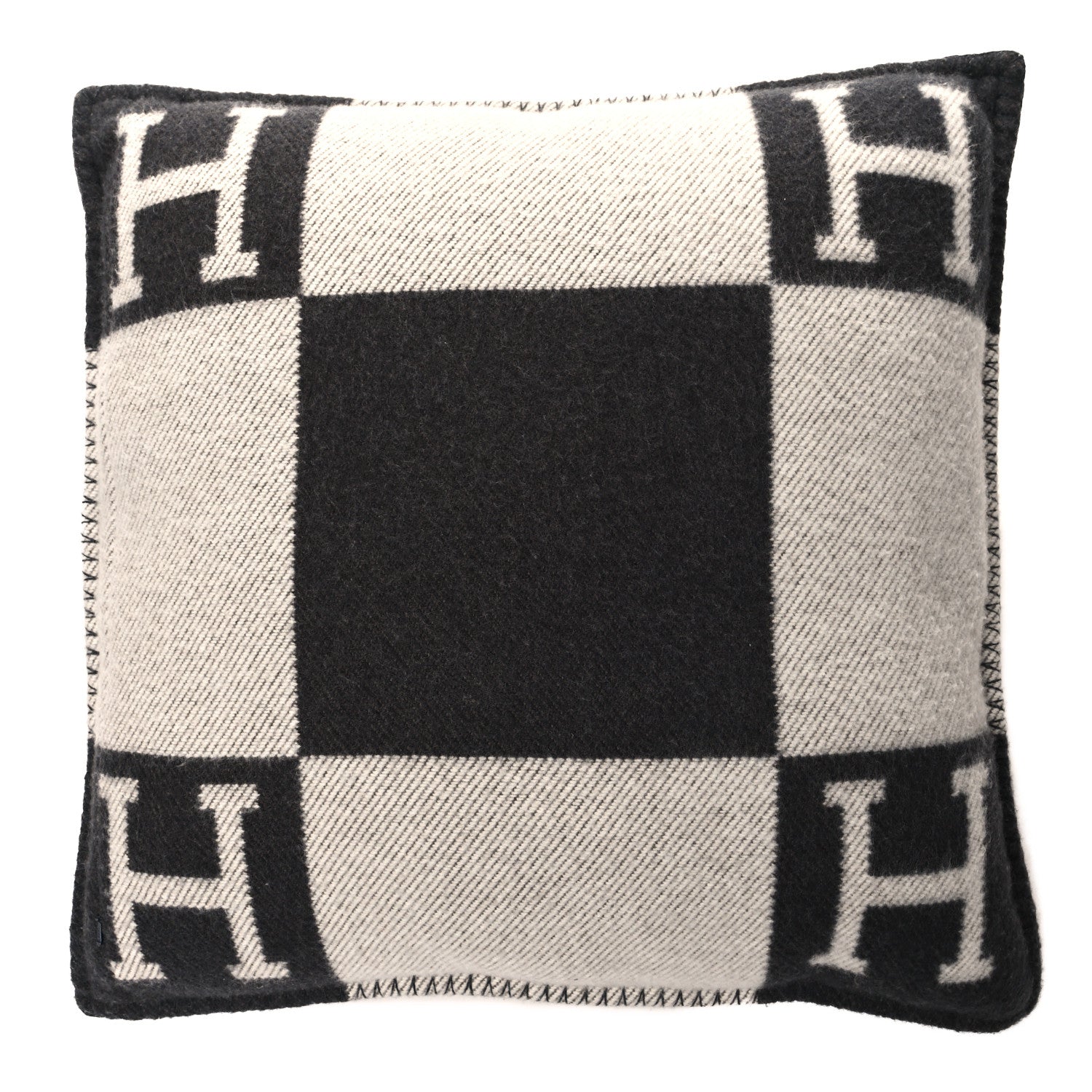Hermes Wool Cashmere Avalon Pillow PM Ecru Gris Fonce 2 of 3