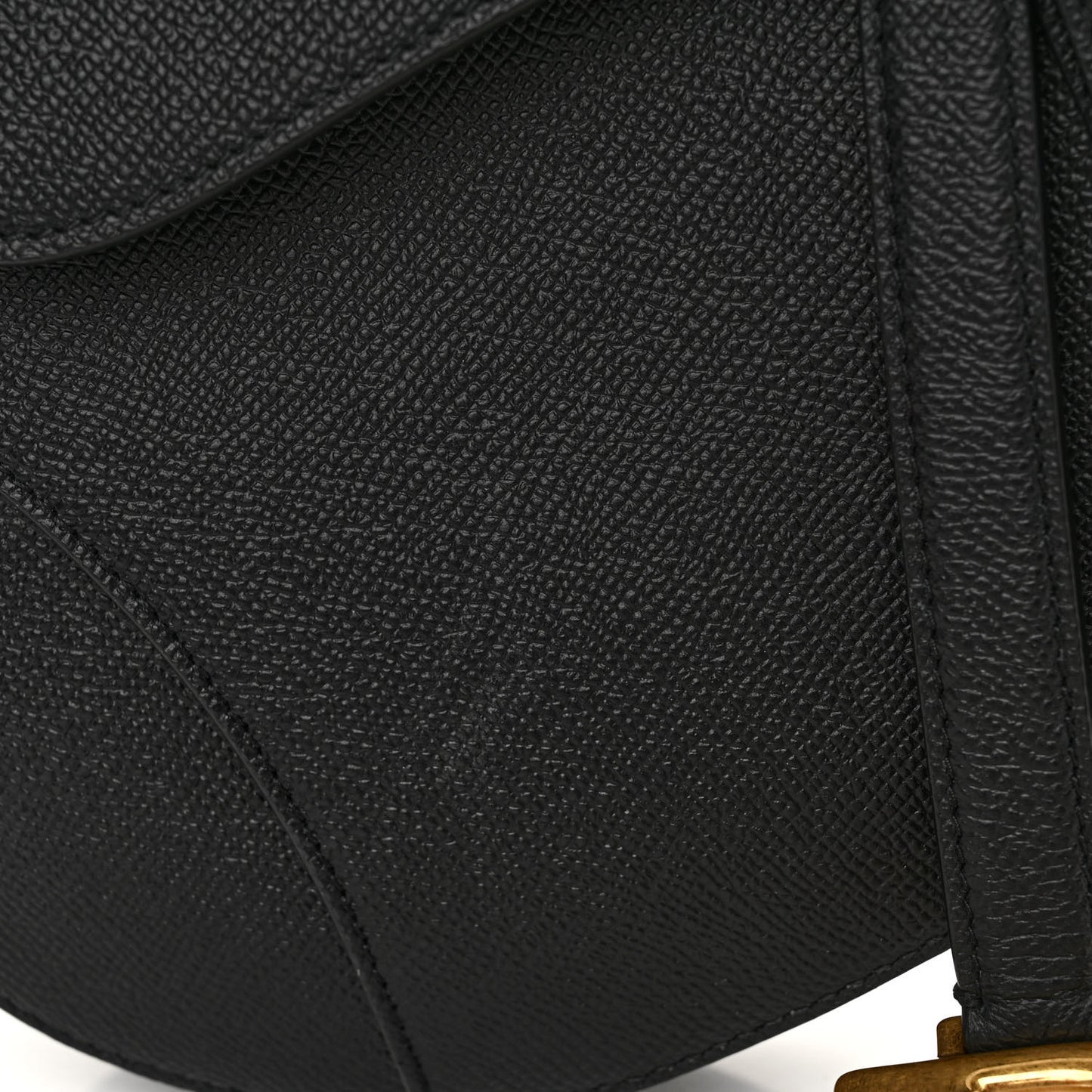 CHRISTIAN DIOR Grained Calfskin Saddle Bag Black