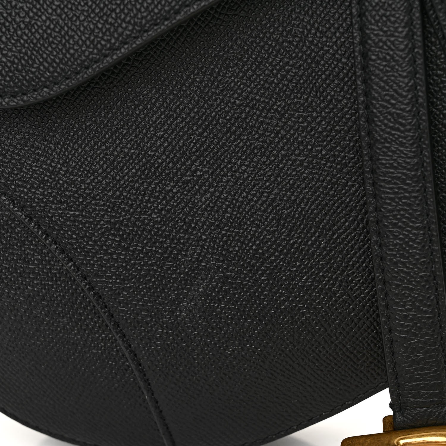 Christian Dior CHRISTIAN DIOR Grained Calfskin Saddle Bag Black 10 of 11