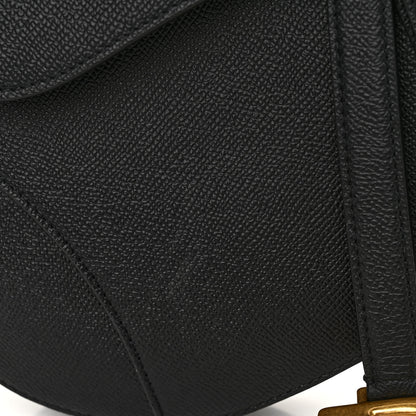 Christian Dior CHRISTIAN DIOR Grained Calfskin Saddle Bag Black 10 of 11